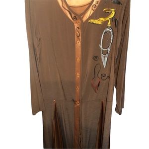 𝅺VINTAGE FIRST LADY  by JACKIE & JULIAN size 10 brown & rust silky jacket duster